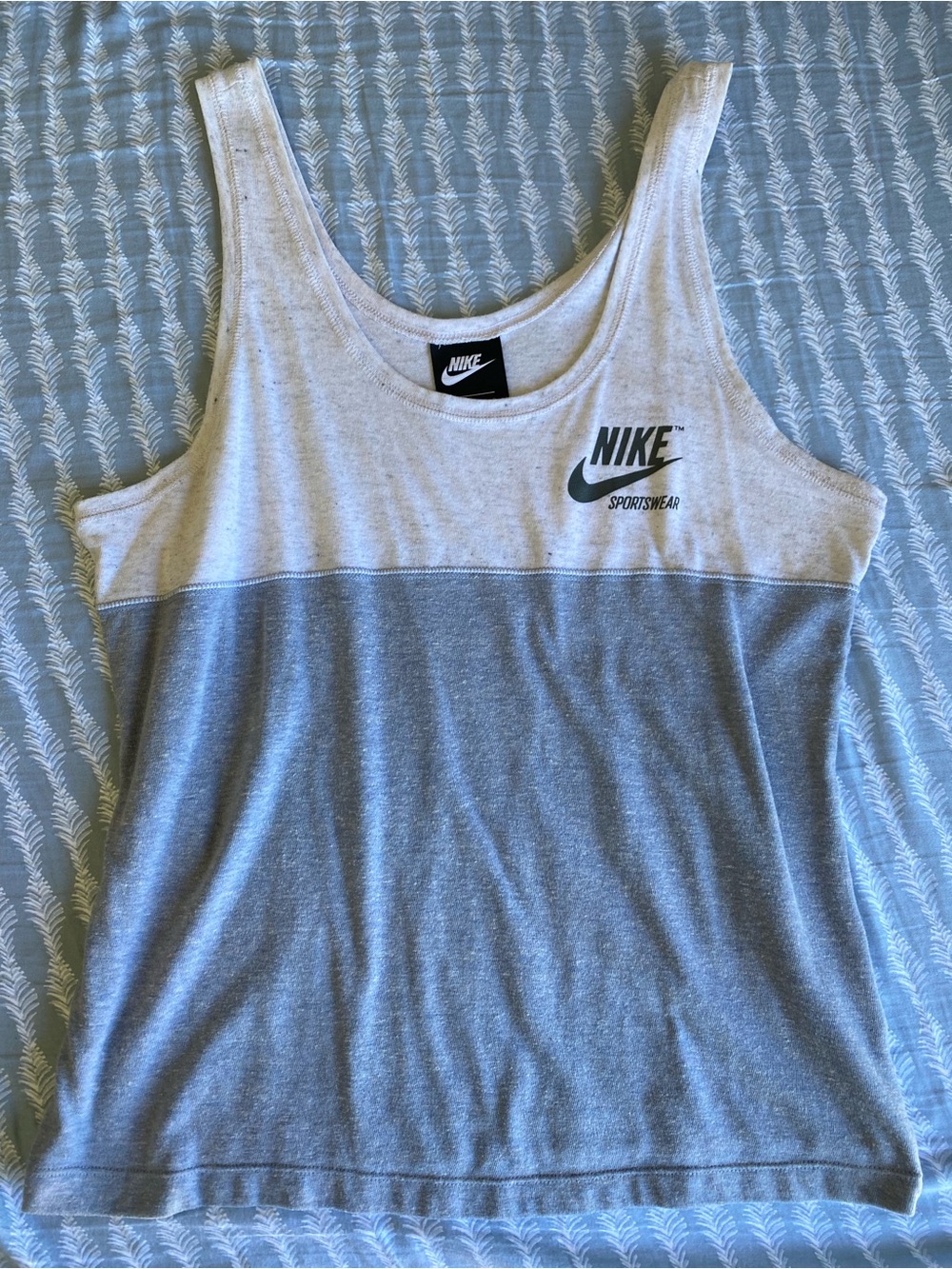 Nike • Heather Blue Color Block Casual Tank Top Organic Cotton Blend NWOT